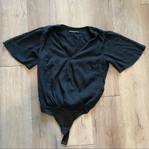 Abercrombie & Fitch Black Blouse Thong Bodysuit Size Small